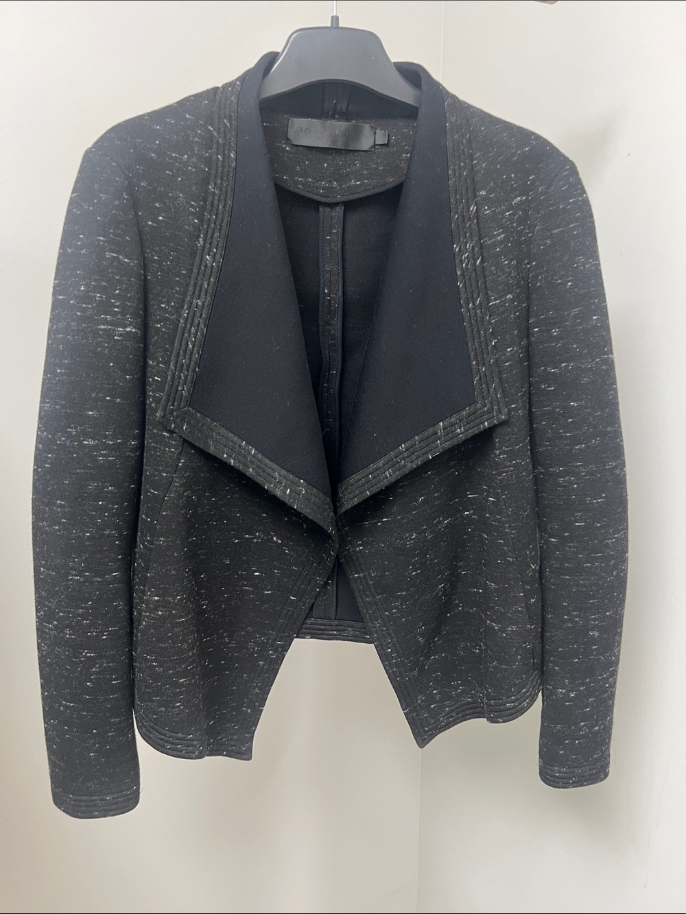 Donna Karan Black Speckled Open-Front Jacket
